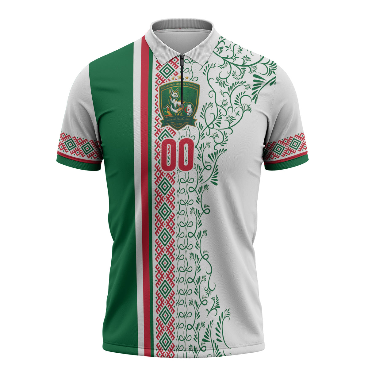Algeria Tasqa n Umadal Custom Zipper Polo Shirt Amazigh Desert Pattern Edition