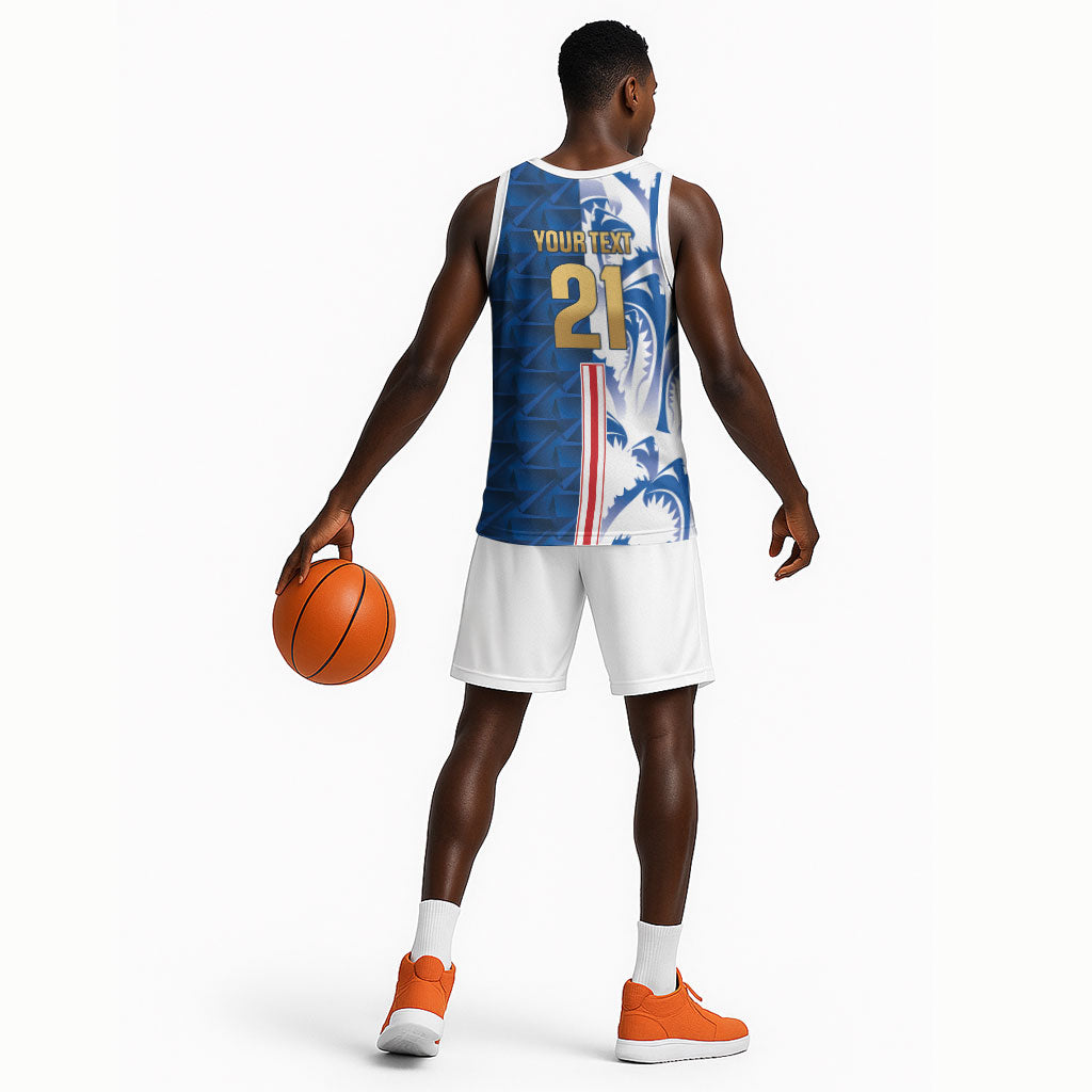 Cabo Verde Kopa di Mundu Custom Basketball Jersey Atlantic Waves Blue Edition