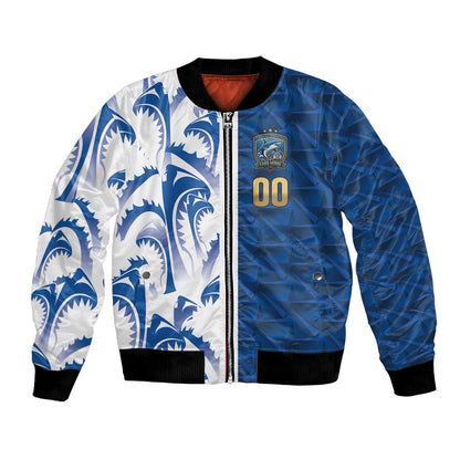 Cabo Verde Kopa di Mundu Custom Bomber Jacket Atlantic Waves Blue Edition