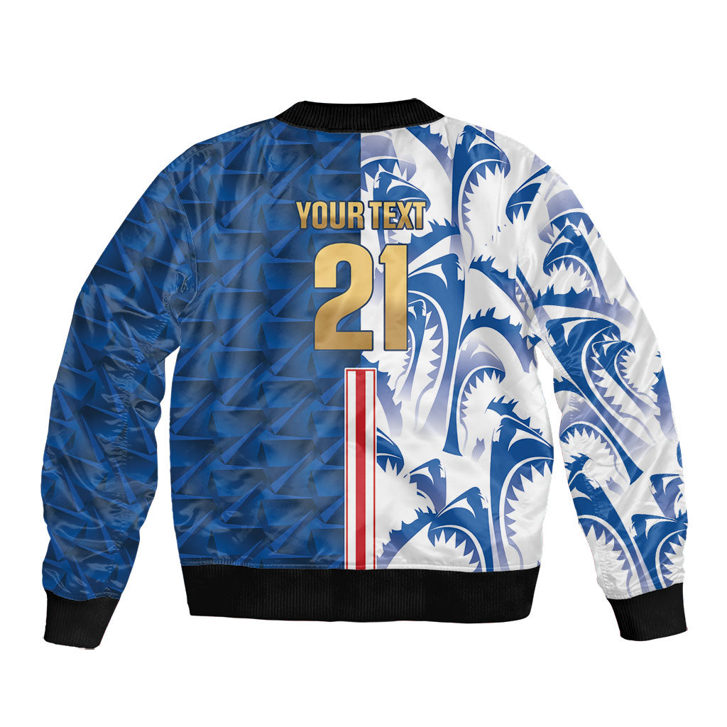 Cabo Verde Kopa di Mundu Custom Bomber Jacket Atlantic Waves Blue Edition