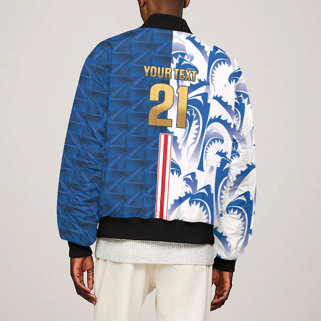 Cabo Verde Kopa di Mundu Custom Bomber Jacket Atlantic Waves Blue Edition