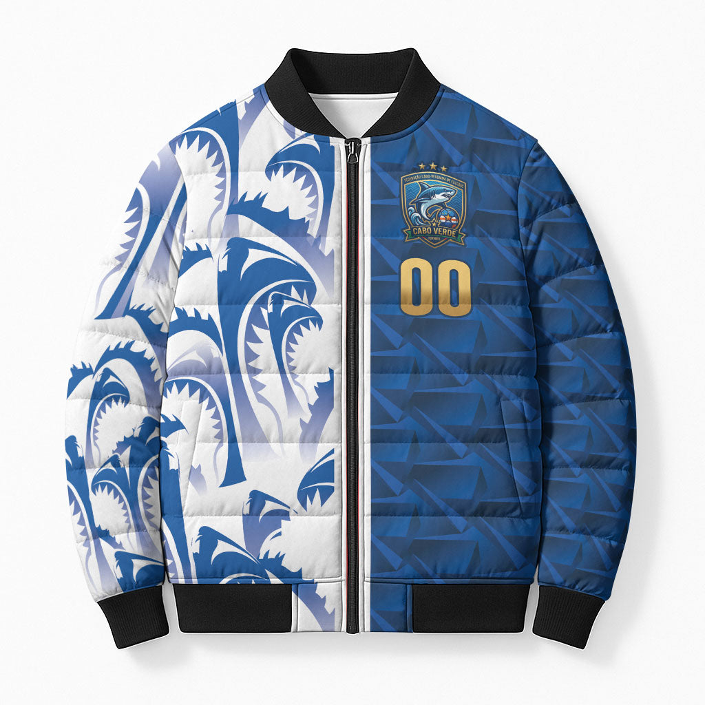 Cabo Verde Kopa di Mundu Custom Bomber Puffer Jacket Atlantic Waves Blue Edition