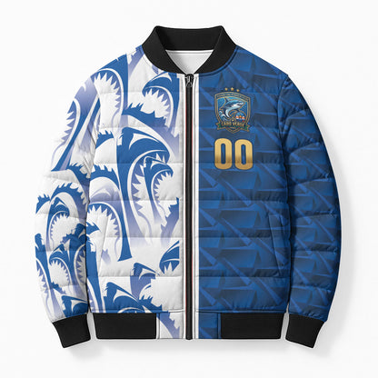 Cabo Verde Kopa di Mundu Custom Bomber Puffer Jacket Atlantic Waves Blue Edition