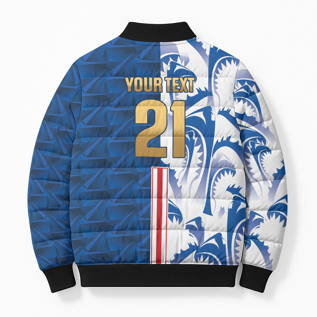 Cabo Verde Kopa di Mundu Custom Bomber Puffer Jacket Atlantic Waves Blue Edition