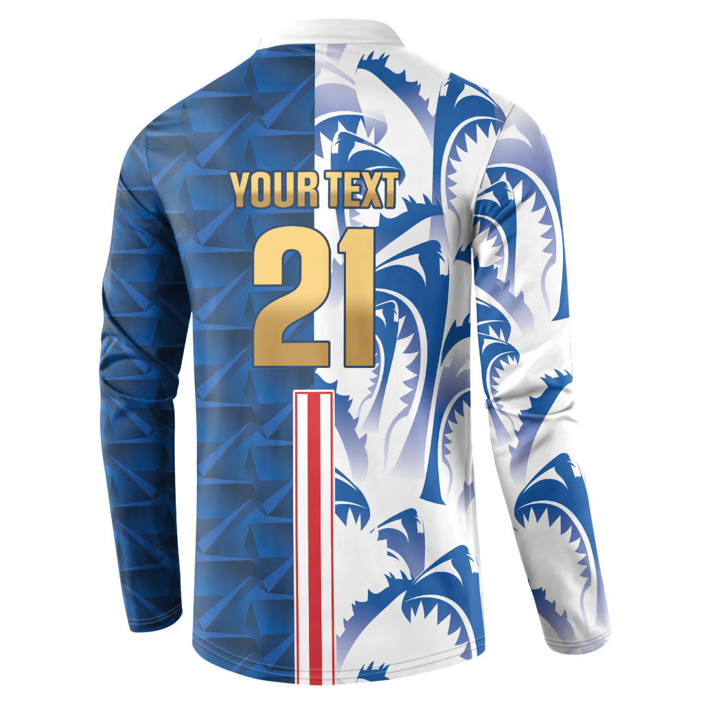 Cabo Verde Kopa di Mundu Custom Button Sweatshirt Atlantic Waves Blue Edition