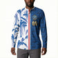 Cabo Verde Kopa di Mundu Custom Button Sweatshirt Atlantic Waves Blue Edition