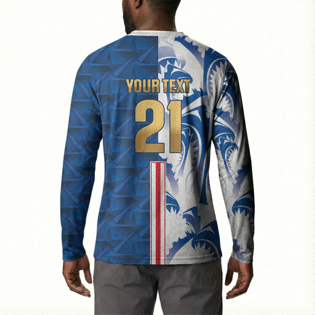 Cabo Verde Kopa di Mundu Custom Button Sweatshirt Atlantic Waves Blue Edition