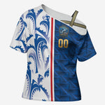Cabo Verde Kopa di Mundu Custom Cross Shoulder Shirt Atlantic Waves Blue Edition