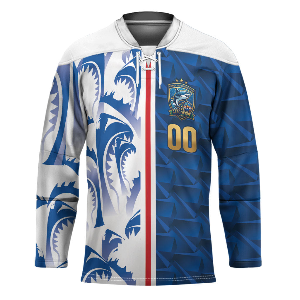 Cabo Verde Kopa di Mundu Custom Hockey Jersey Atlantic Waves Blue Edition