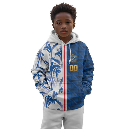 Cabo Verde Kopa di Mundu Custom Kid Hoodie Atlantic Waves Blue Edition
