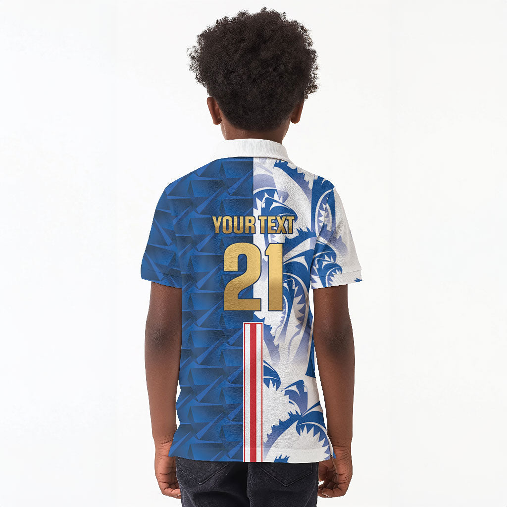 Cabo Verde Kopa di Mundu Custom Kid Polo Shirt Atlantic Waves Blue Edition