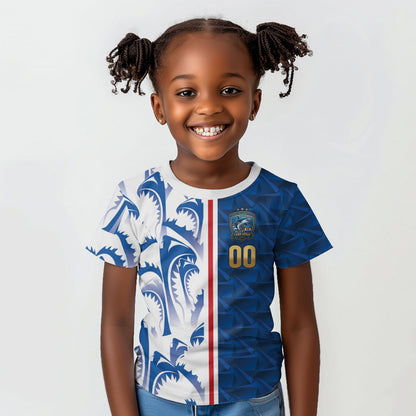 Cabo Verde Kopa di Mundu Custom Kid T shirt Atlantic Waves Blue Edition