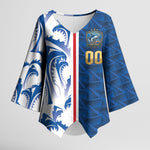 Cabo Verde Kopa di Mundu Custom Kimono Sleeve Blouse Atlantic Waves Blue Edition