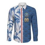 Cabo Verde Kopa di Mundu Custom Long Sleeve Button Shirt Atlantic Waves Blue Edition