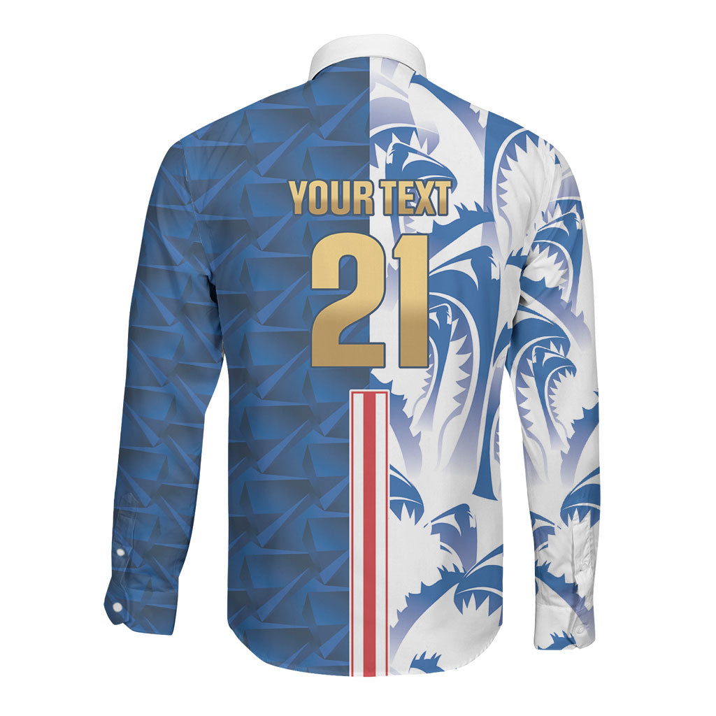 Cabo Verde Kopa di Mundu Custom Long Sleeve Button Shirt Atlantic Waves Blue Edition