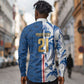 Cabo Verde Kopa di Mundu Custom Long Sleeve Button Shirt Atlantic Waves Blue Edition
