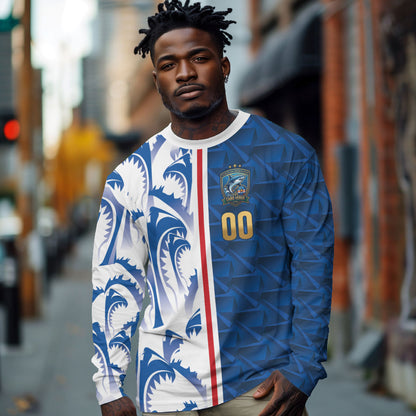 Cabo Verde Kopa di Mundu Custom Long Sleeve Shirt Atlantic Waves Blue Edition