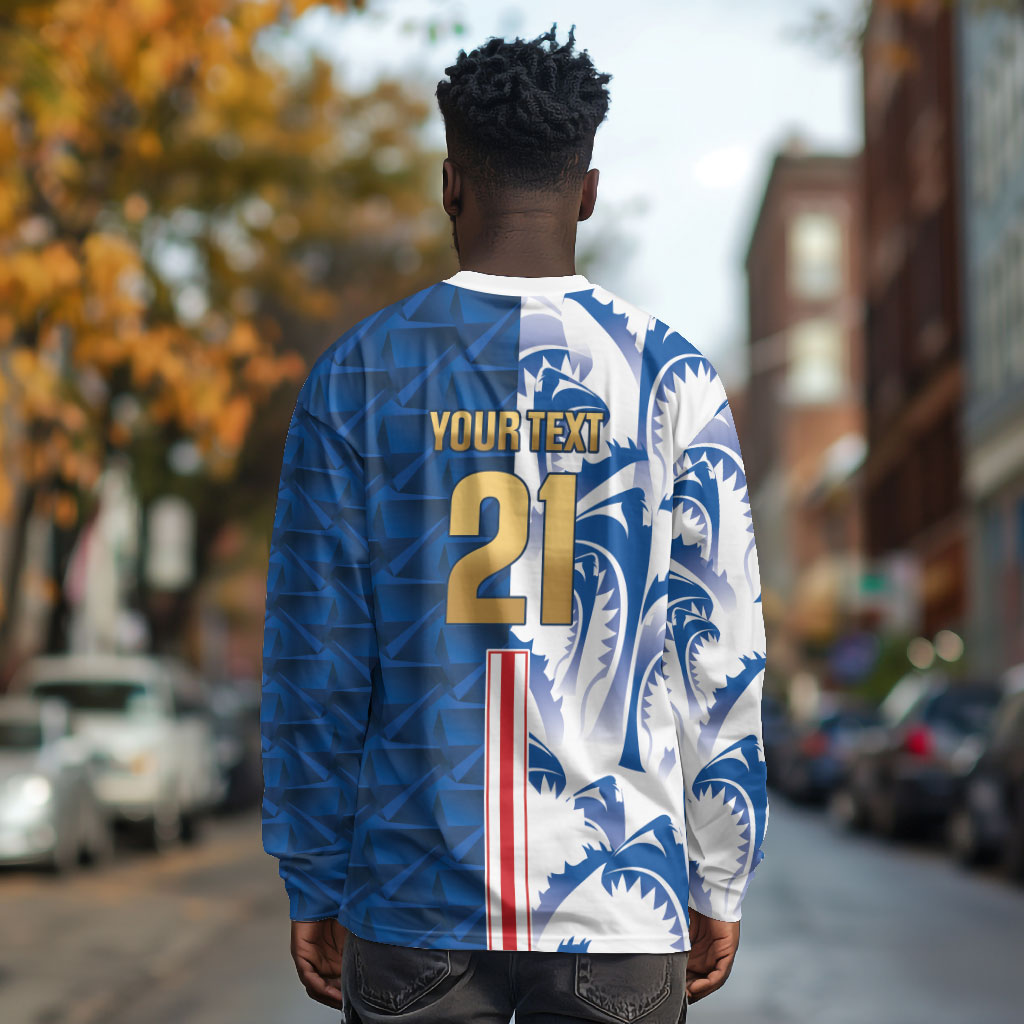 Cabo Verde Kopa di Mundu Custom Long Sleeve Shirt Atlantic Waves Blue Edition