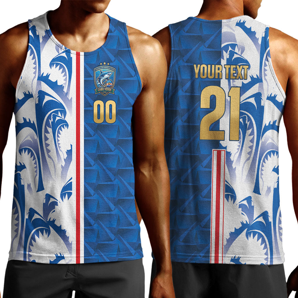 Cabo Verde Kopa di Mundu Custom Men Tank Top Atlantic Waves Blue Edition