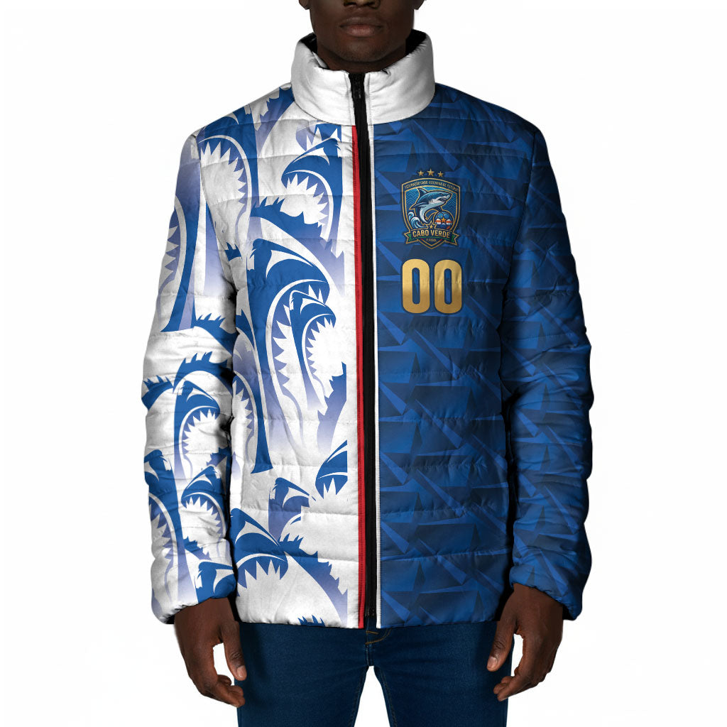 Cabo Verde Kopa di Mundu Custom Padded Jacket Atlantic Waves Blue Edition