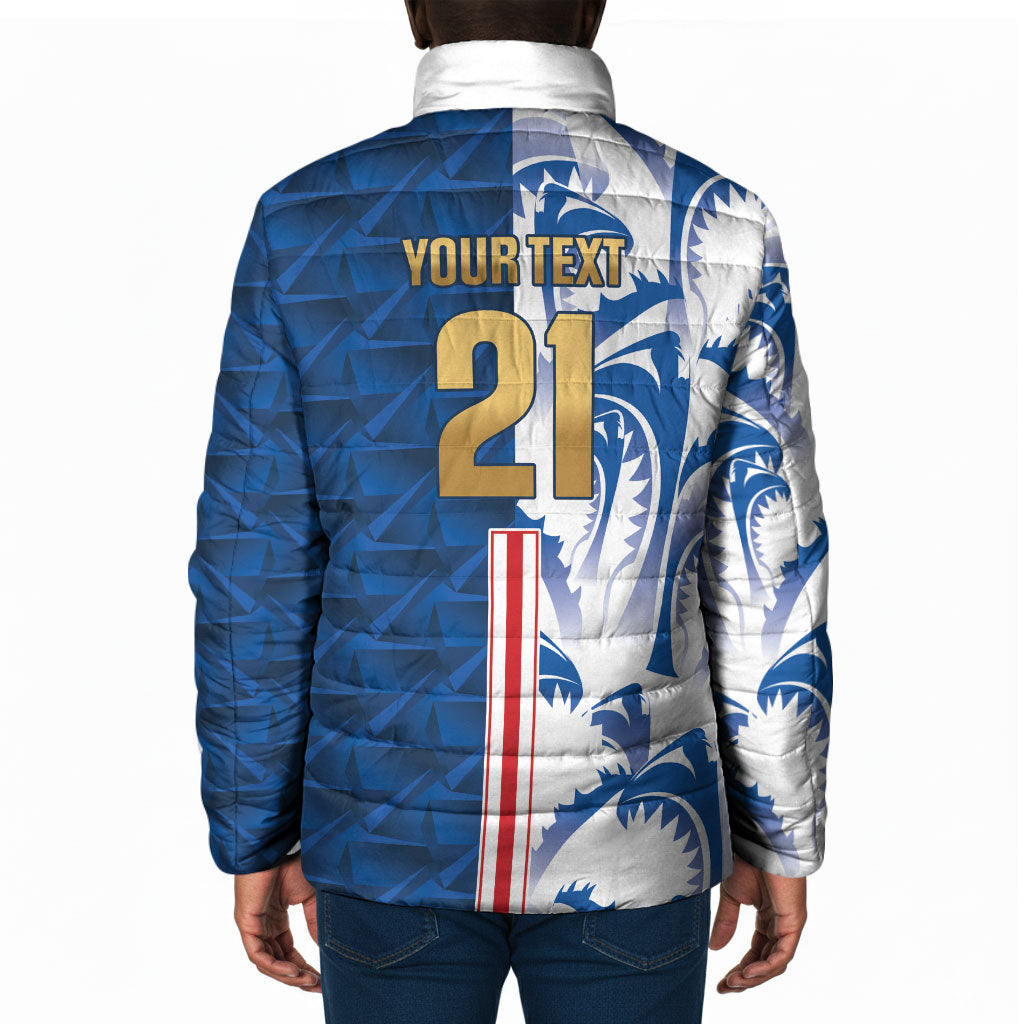 Cabo Verde Kopa di Mundu Custom Padded Jacket Atlantic Waves Blue Edition