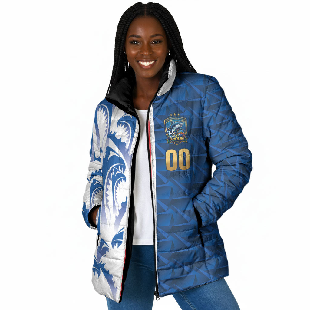 Cabo Verde Kopa di Mundu Custom Padded Jacket Atlantic Waves Blue Edition