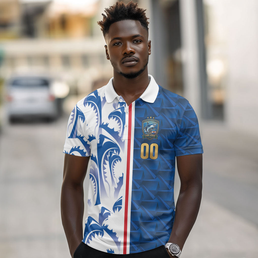 Cabo Verde Kopa di Mundu Custom Polo Shirt Atlantic Waves Blue Edition
