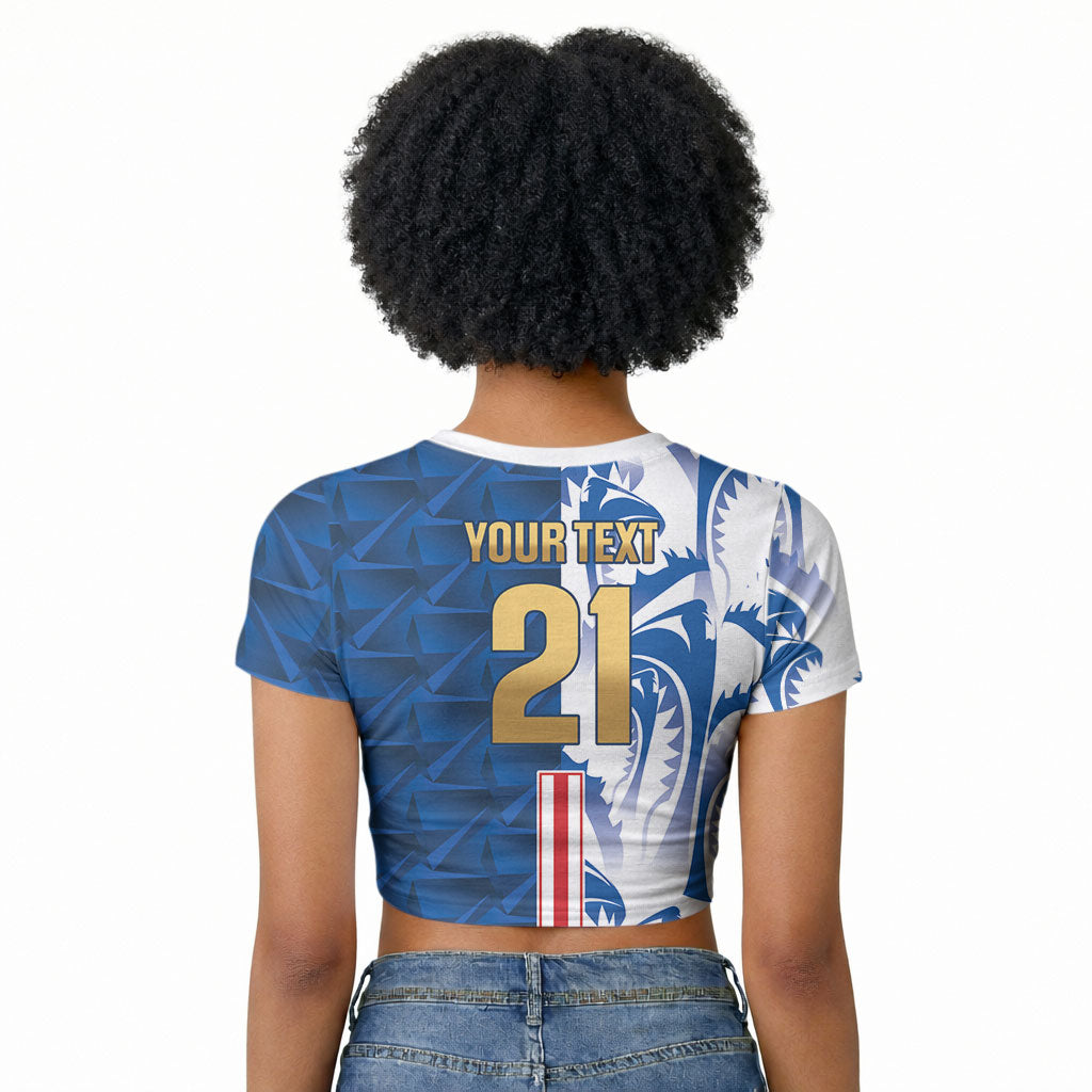 Cabo Verde Kopa di Mundu Custom Raglan Cropped T shirt Atlantic Waves Blue Edition