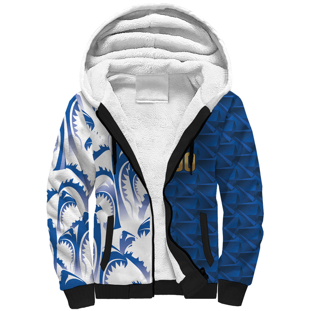 Cabo Verde Kopa di Mundu Custom Sherpa Hoodie Atlantic Waves Blue Edition