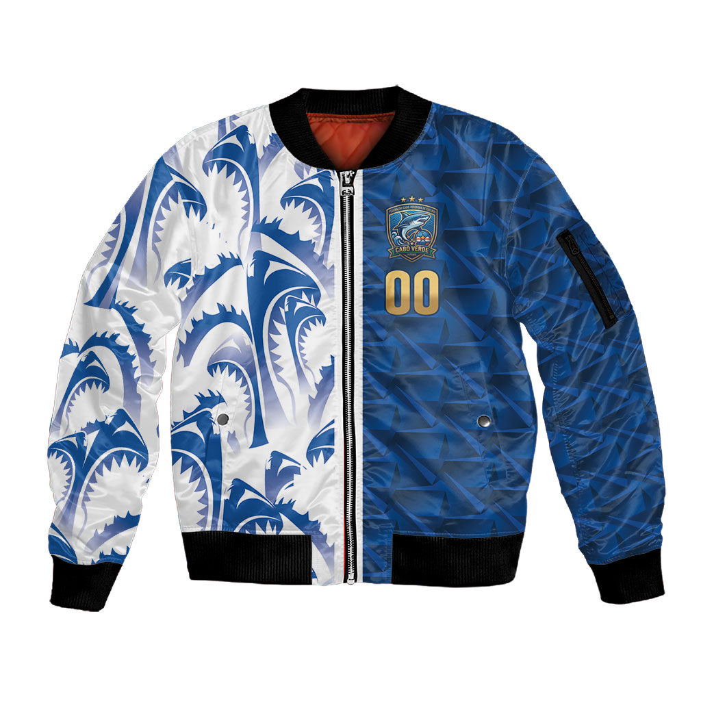 Cabo Verde Kopa di Mundu Custom Sleeve Zip Bomber Jacket Atlantic Waves Blue Edition