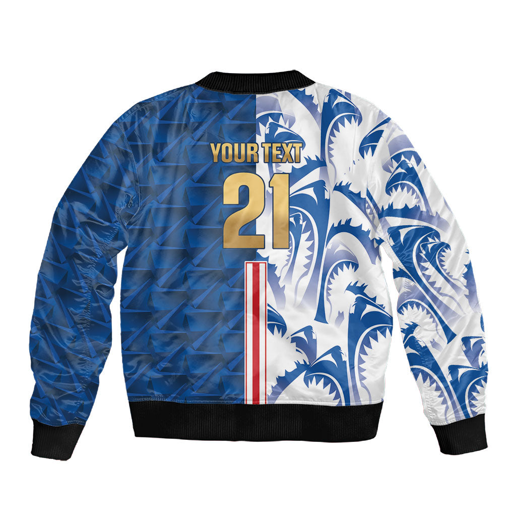 Cabo Verde Kopa di Mundu Custom Sleeve Zip Bomber Jacket Atlantic Waves Blue Edition