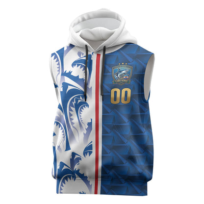 Cabo Verde Kopa di Mundu Custom Sleeveless Hoodie Atlantic Waves Blue Edition