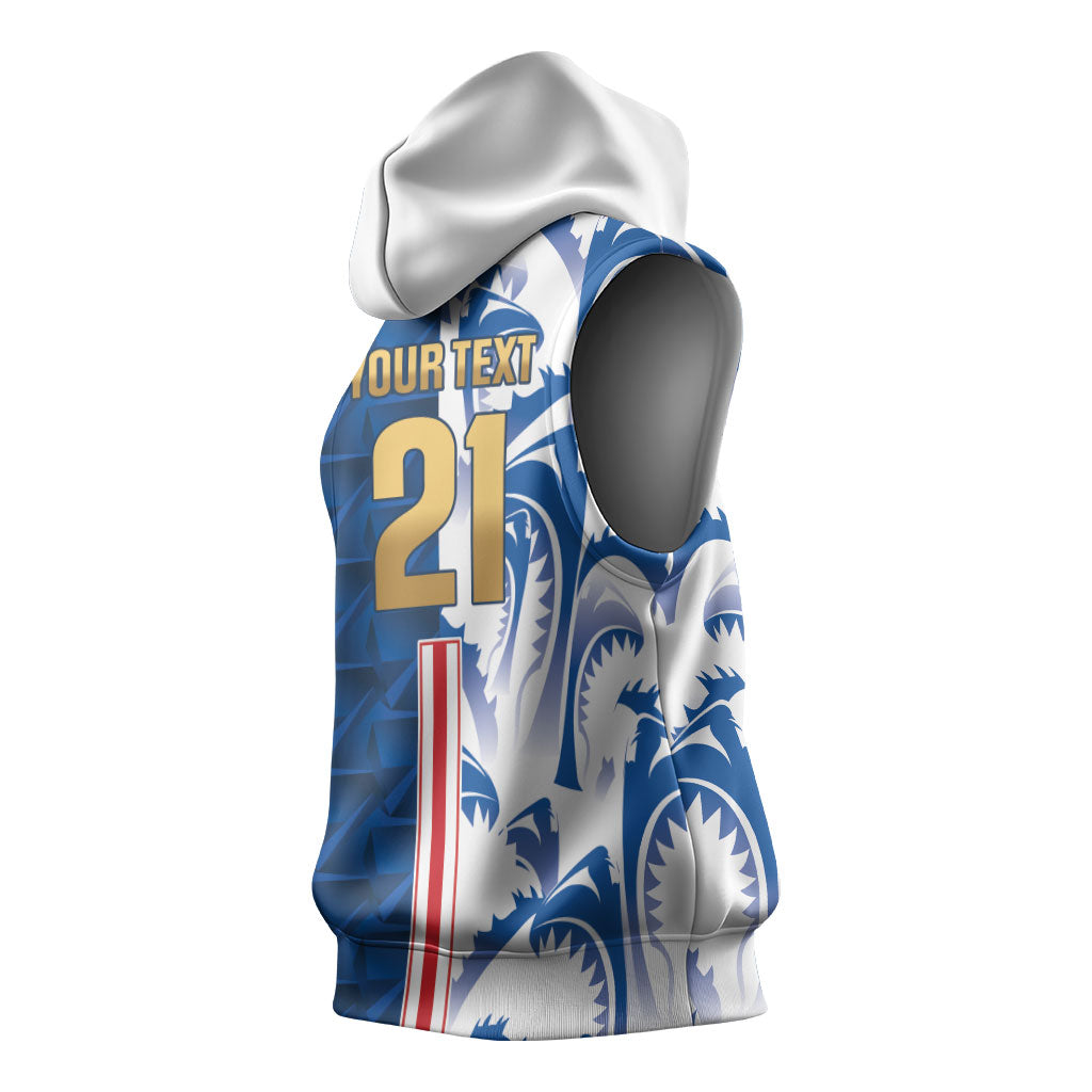 Cabo Verde Kopa di Mundu Custom Sleeveless Hoodie Atlantic Waves Blue Edition
