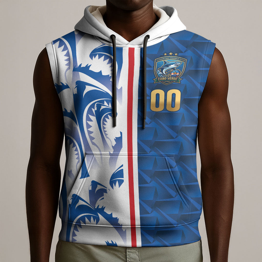 Cabo Verde Kopa di Mundu Custom Sleeveless Hoodie Atlantic Waves Blue Edition