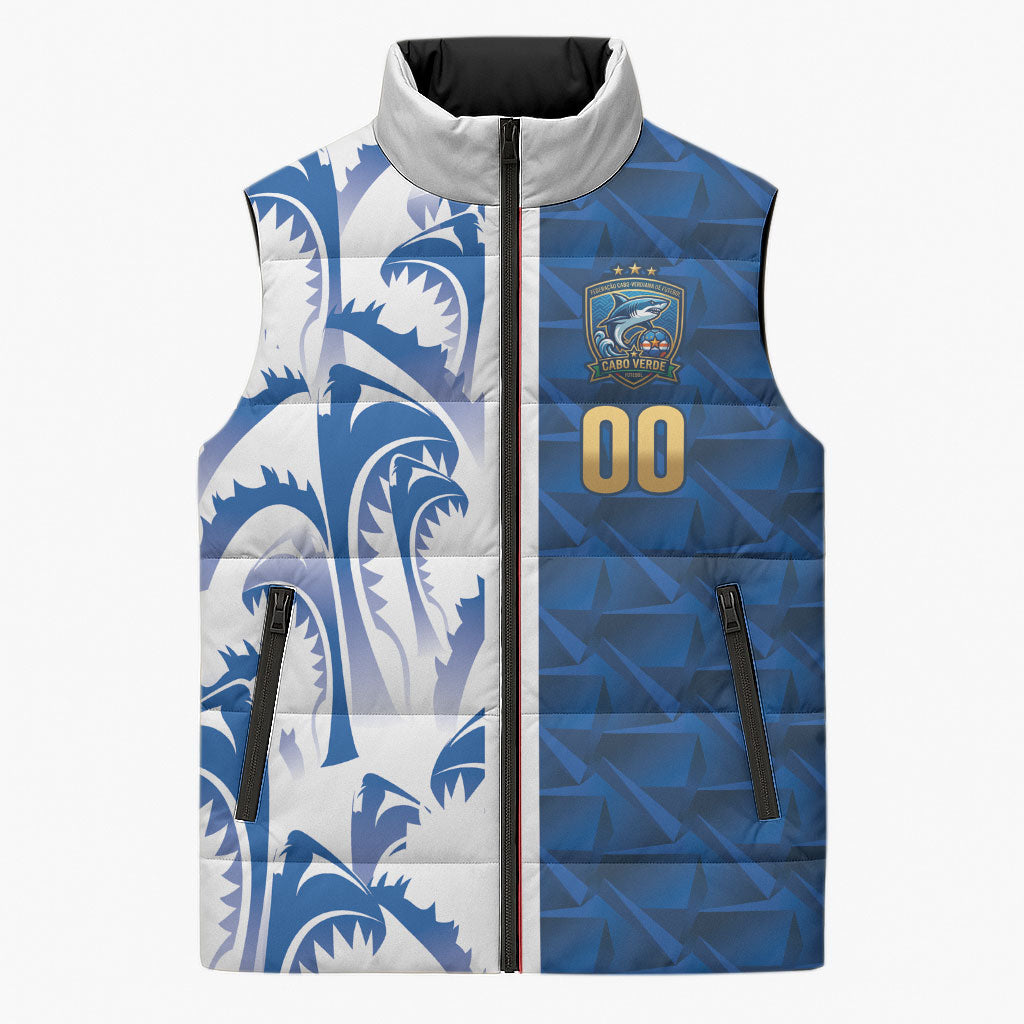 Cabo Verde Kopa di Mundu Custom Sleeveless Puffer Jacket Atlantic Waves Blue Edition