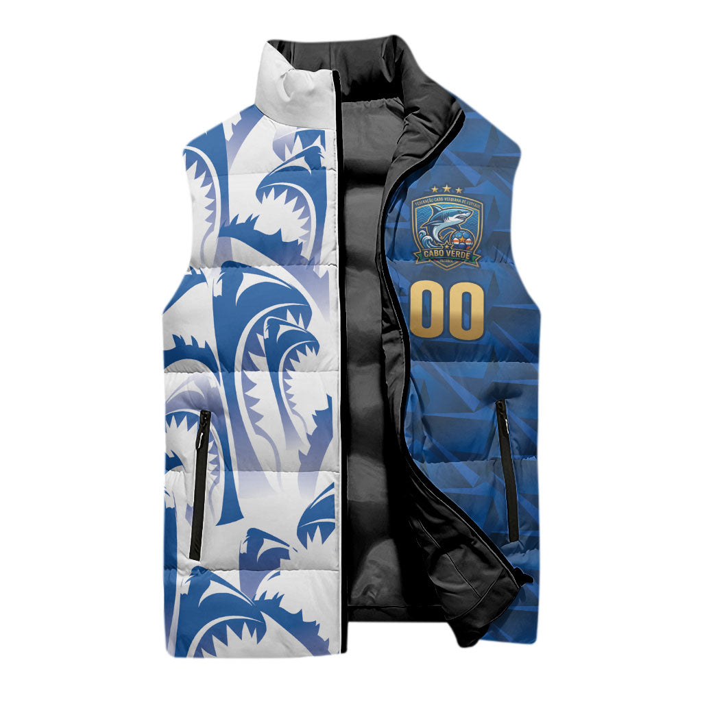 Cabo Verde Kopa di Mundu Custom Sleeveless Puffer Jacket Atlantic Waves Blue Edition