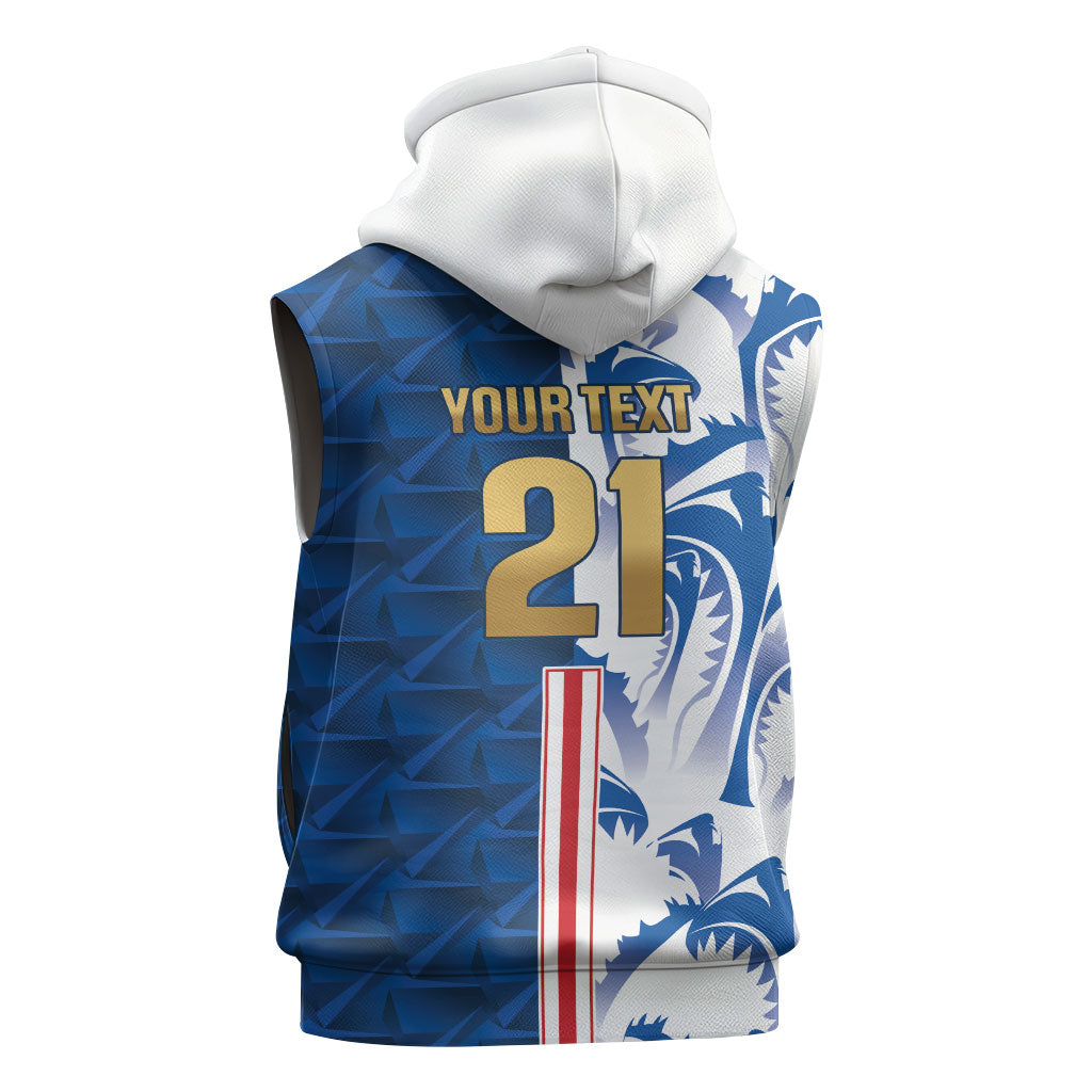 Cabo Verde Kopa di Mundu Custom Sleeveless Zip Hoodie Atlantic Waves Blue Edition