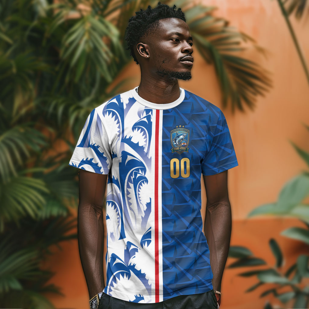Cabo Verde Kopa di Mundu Custom T shirt Atlantic Waves Blue Edition