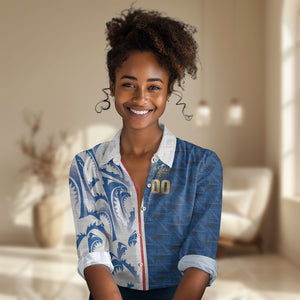 Cabo Verde Kopa di Mundu Custom Women Casual Shirt Atlantic Waves Blue Edition