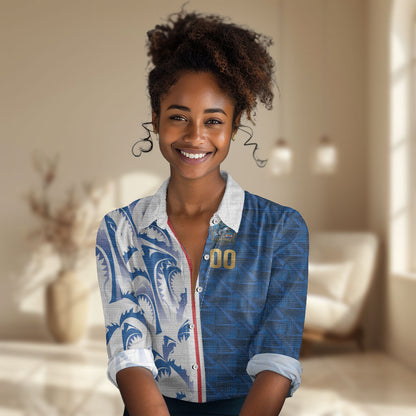 Cabo Verde Kopa di Mundu Custom Women Casual Shirt Atlantic Waves Blue Edition
