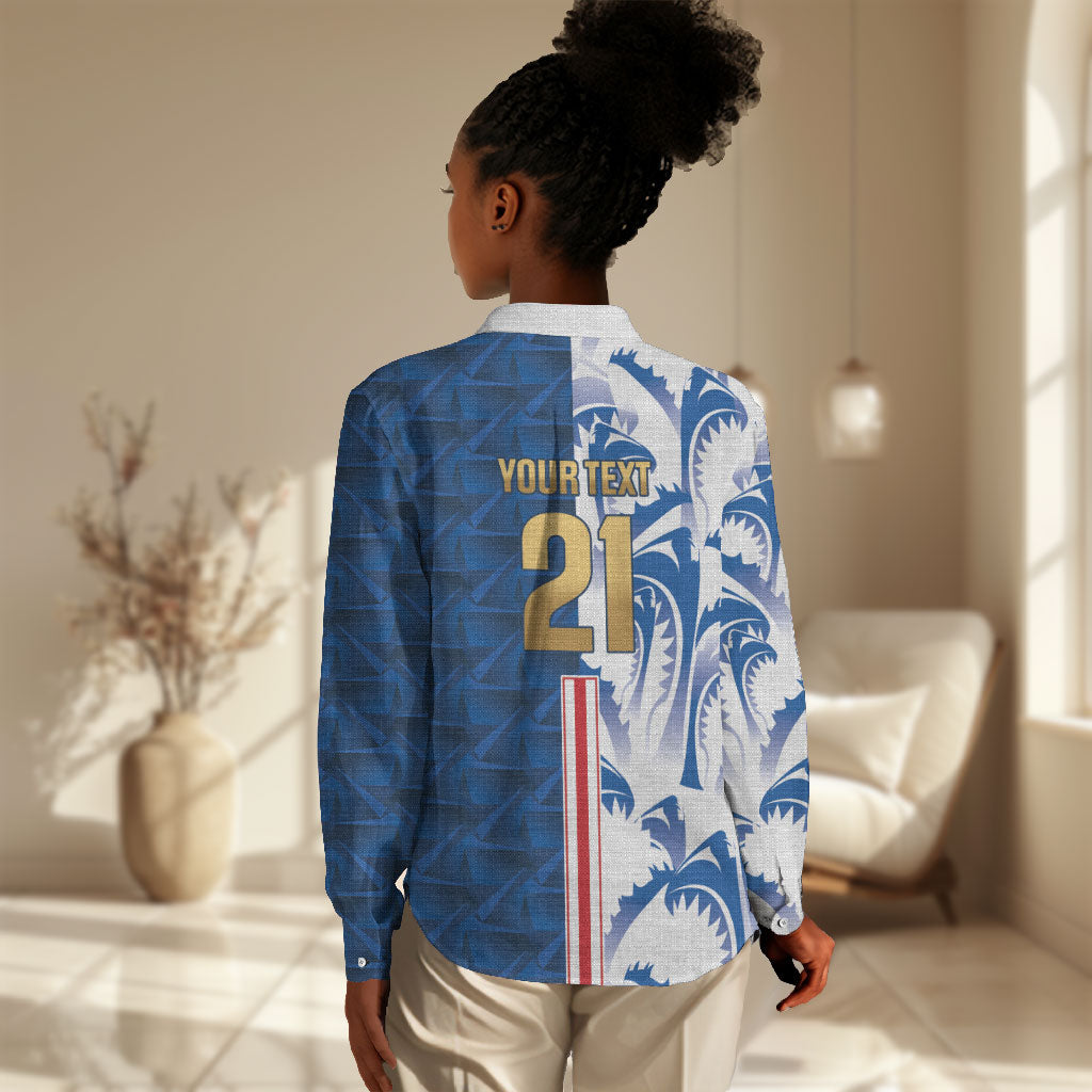 Cabo Verde Kopa di Mundu Custom Women Casual Shirt Atlantic Waves Blue Edition