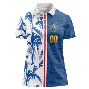 Cabo Verde Kopa di Mundu Custom Women Polo Shirt Atlantic Waves Blue Edition