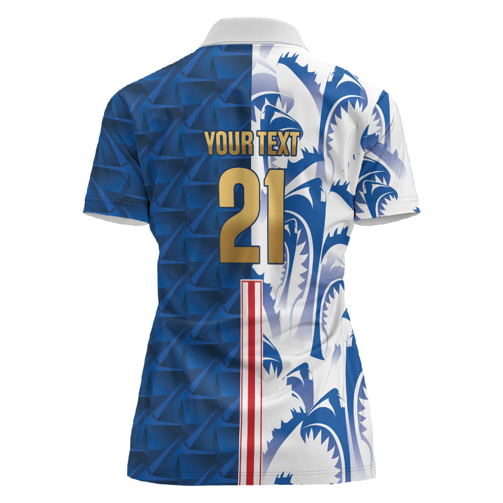 Cabo Verde Kopa di Mundu Custom Women Polo Shirt Atlantic Waves Blue Edition