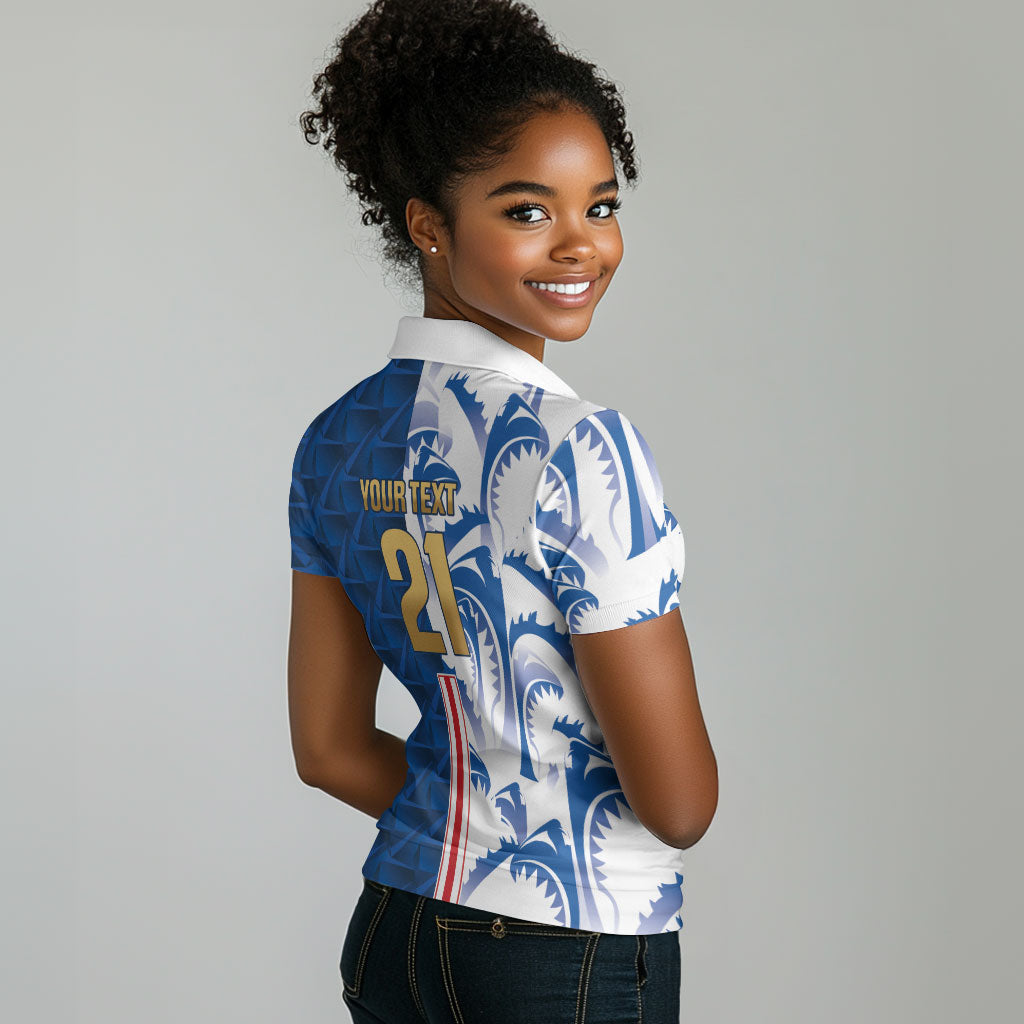 Cabo Verde Kopa di Mundu Custom Women Polo Shirt Atlantic Waves Blue Edition