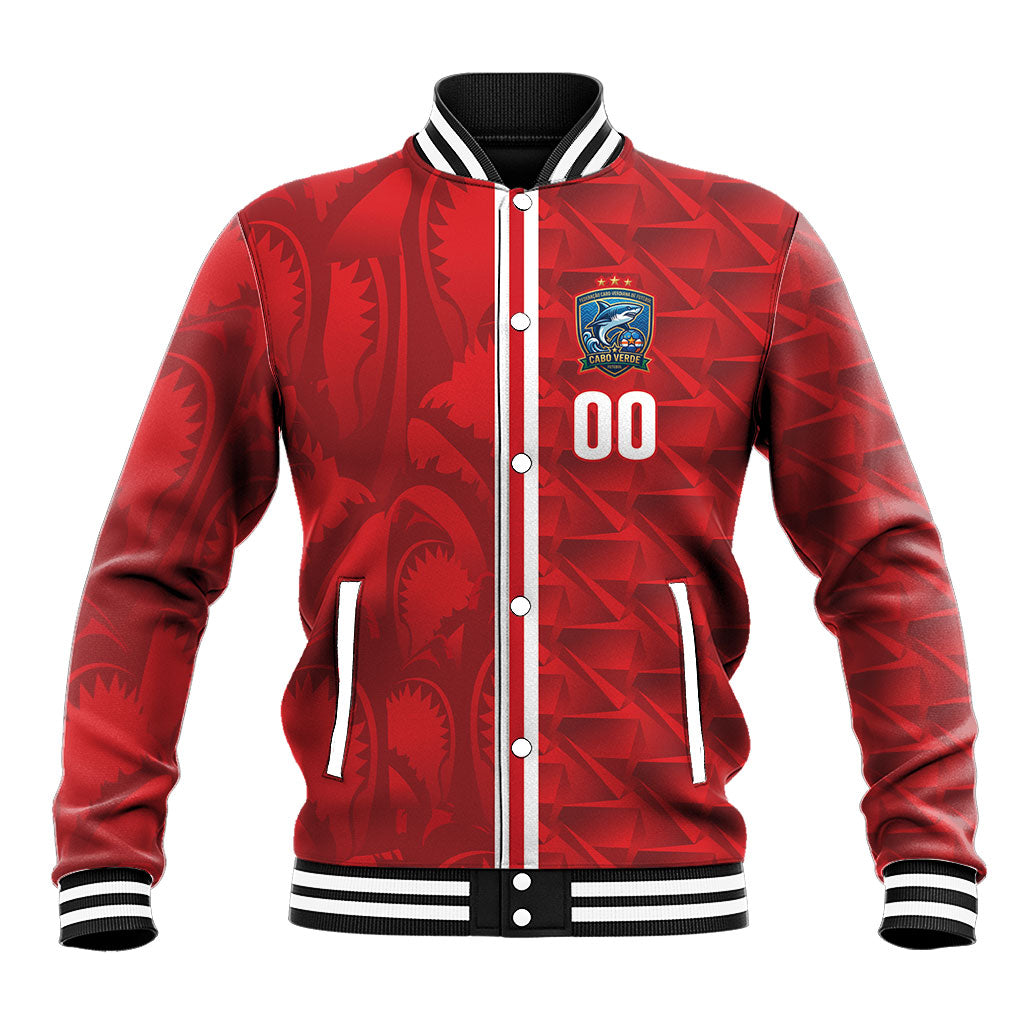 Cabo Verde Kopa di Mundu Custom Baseball Jacket Atlantic Waves Red Edition
