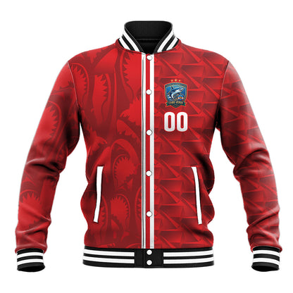 Cabo Verde Kopa di Mundu Custom Baseball Jacket Atlantic Waves Red Edition
