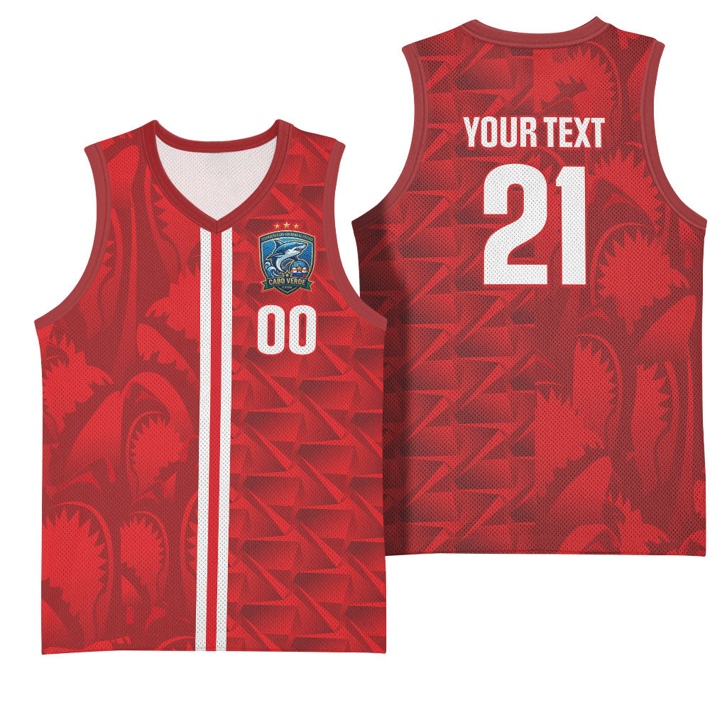 Cabo Verde Kopa di Mundu Custom Basketball Jersey Atlantic Waves Red Edition