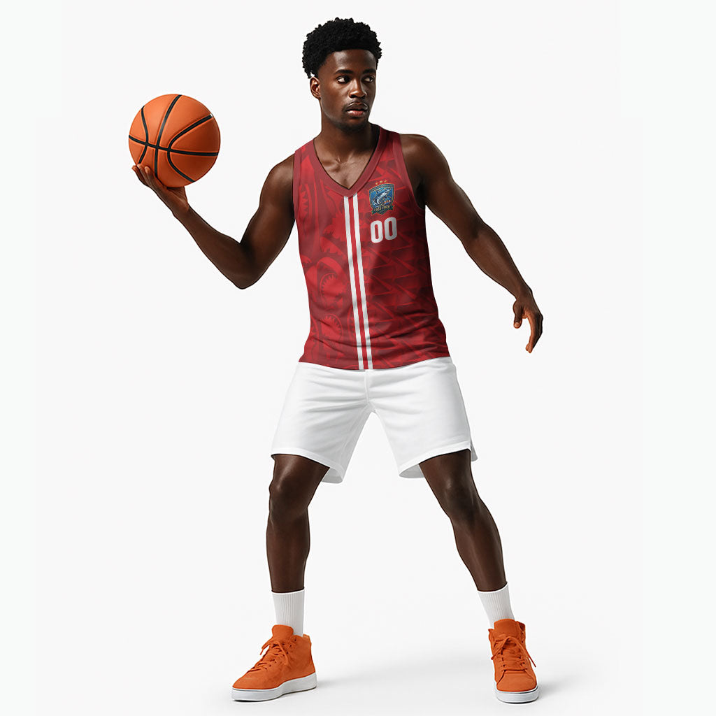 Cabo Verde Kopa di Mundu Custom Basketball Jersey Atlantic Waves Red Edition
