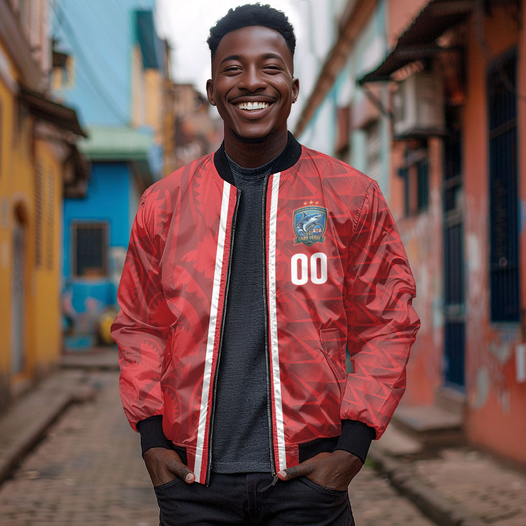 Cabo Verde Kopa di Mundu Custom Bomber Jacket Atlantic Waves Red Edition