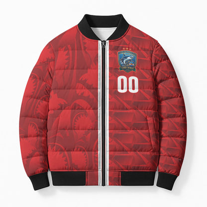 Cabo Verde Kopa di Mundu Custom Bomber Puffer Jacket Atlantic Waves Red Edition